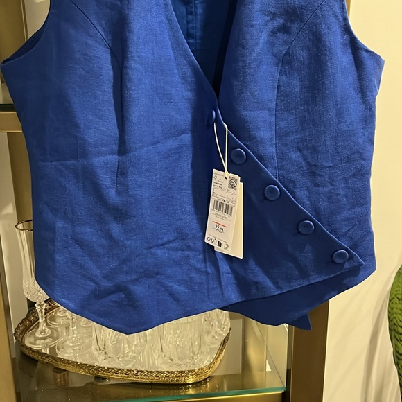 Mango Double Breasted Vest in blue, Size L. Coordinate set - Picture 3 of 8